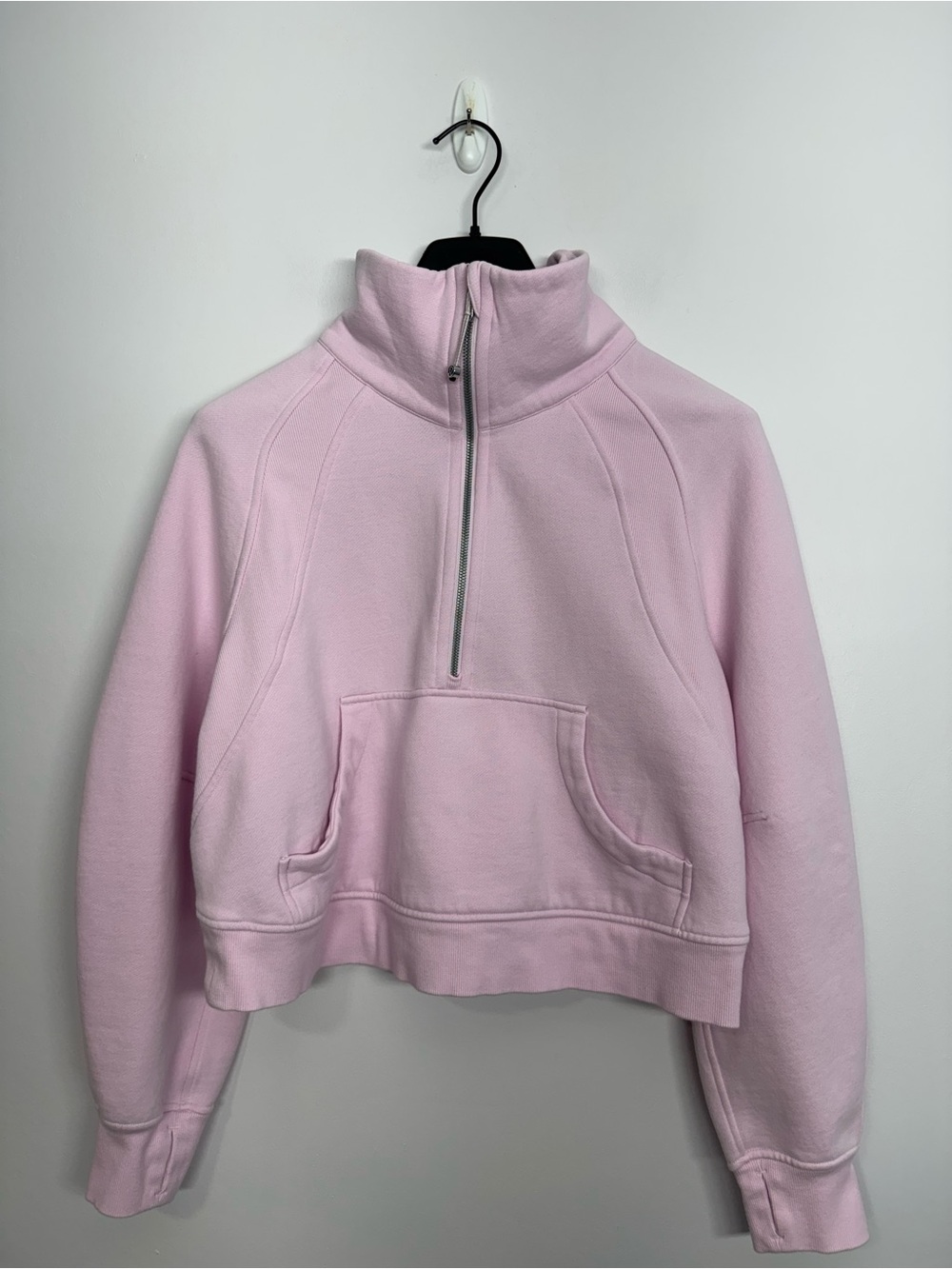 119: Lululemon Scuba Oversized Funnel-Neck Half Zip Meadowsweet Pink Sz M/L